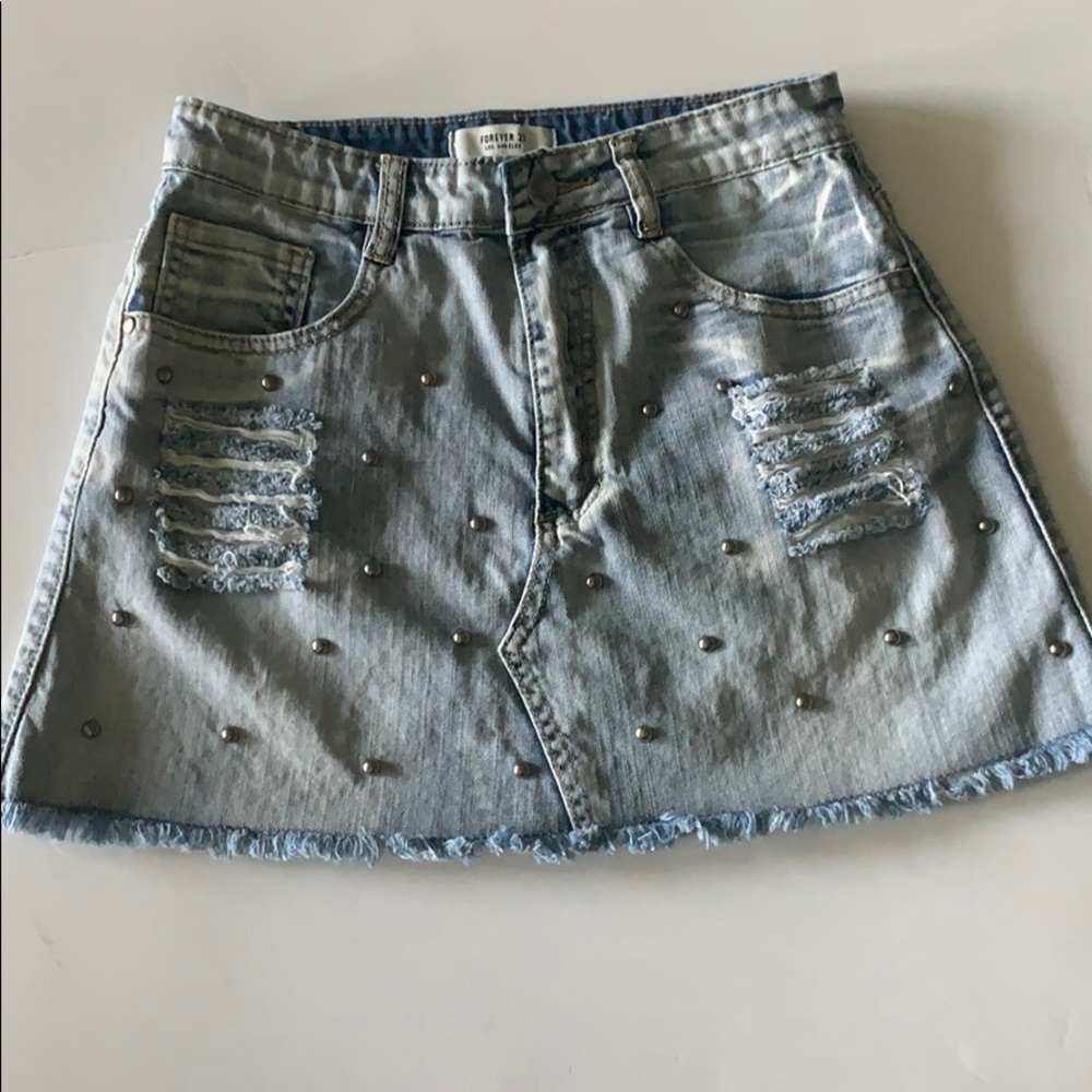 Blue jean embellished skirt